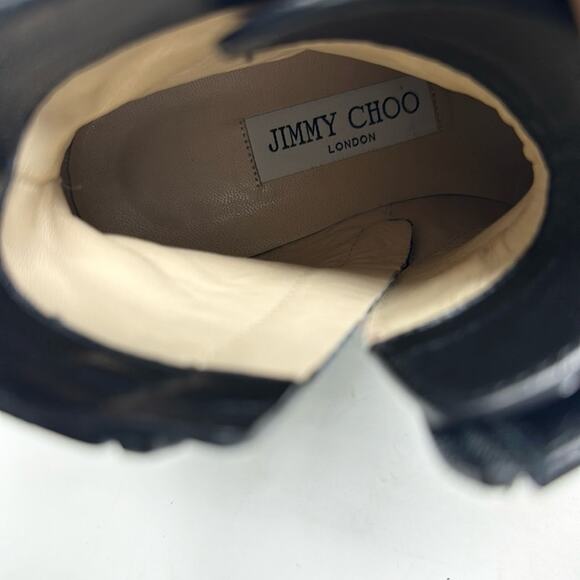 Jimmy Choo Cruz Leather Star Studded Combat Boots Black Size 37.5 - Picture 11 of 11